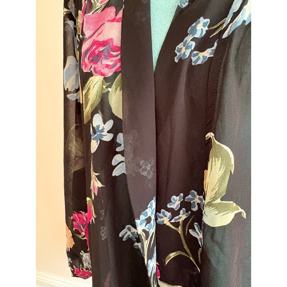 Helena Quinn Black Floral Kimono Robe Swim Cover Up Romantic Whimsigoth